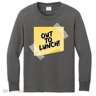 Funny Out To Lunch Taped Note Kids Long Sleeve Shirt