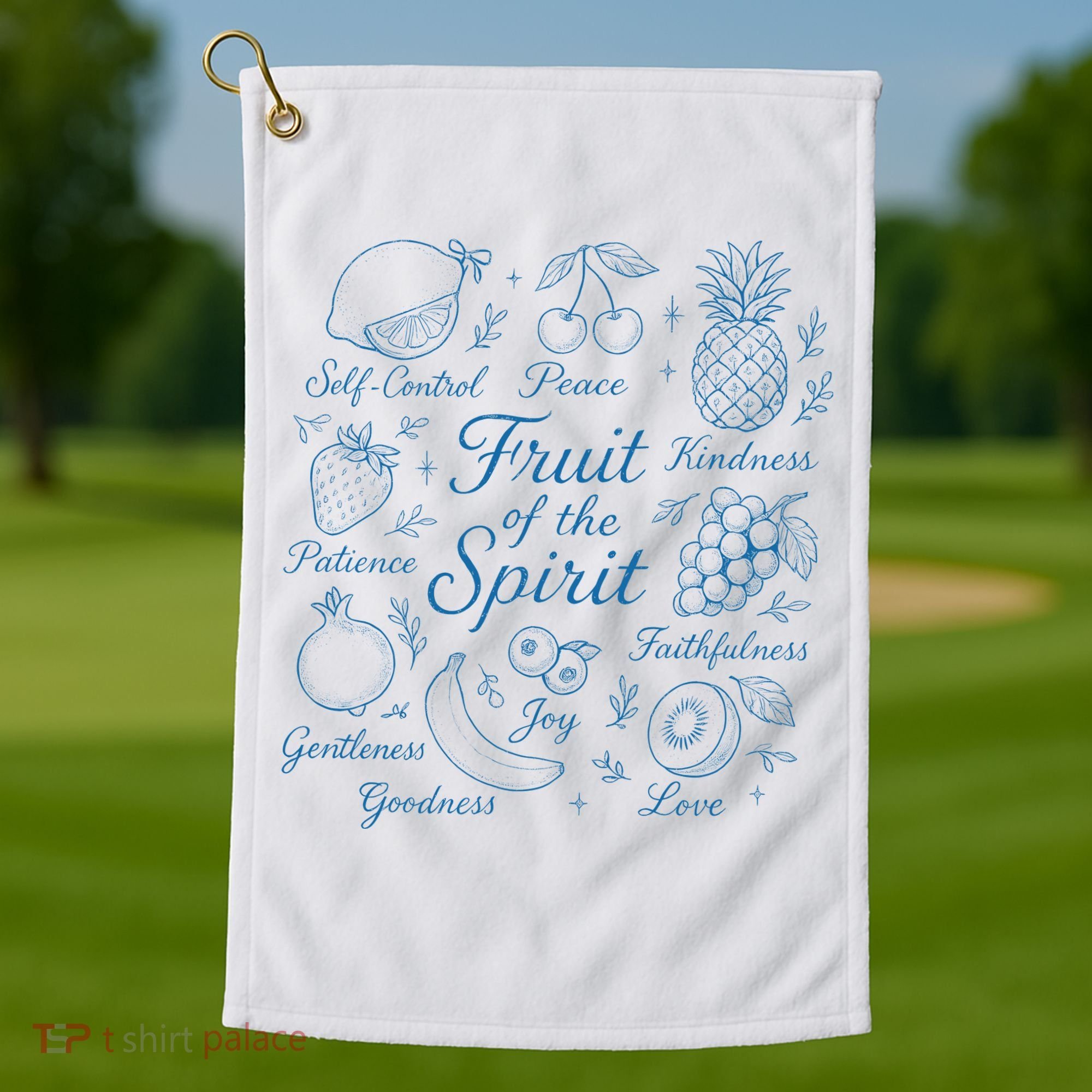 Fruit Of The Spirit Doodle Christian Golf Towel