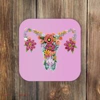 Floral Ovary Uterus Women's Rights Feminist Gift Coaster thumb 0