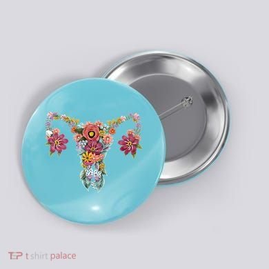 Floral Ovary Uterus Women's Rights Feminist Gift Button