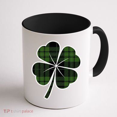 Four Leaf Clover Plaid Coffee Mug back