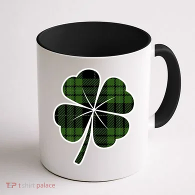 Four Leaf Clover Plaid Coffee Mug back
