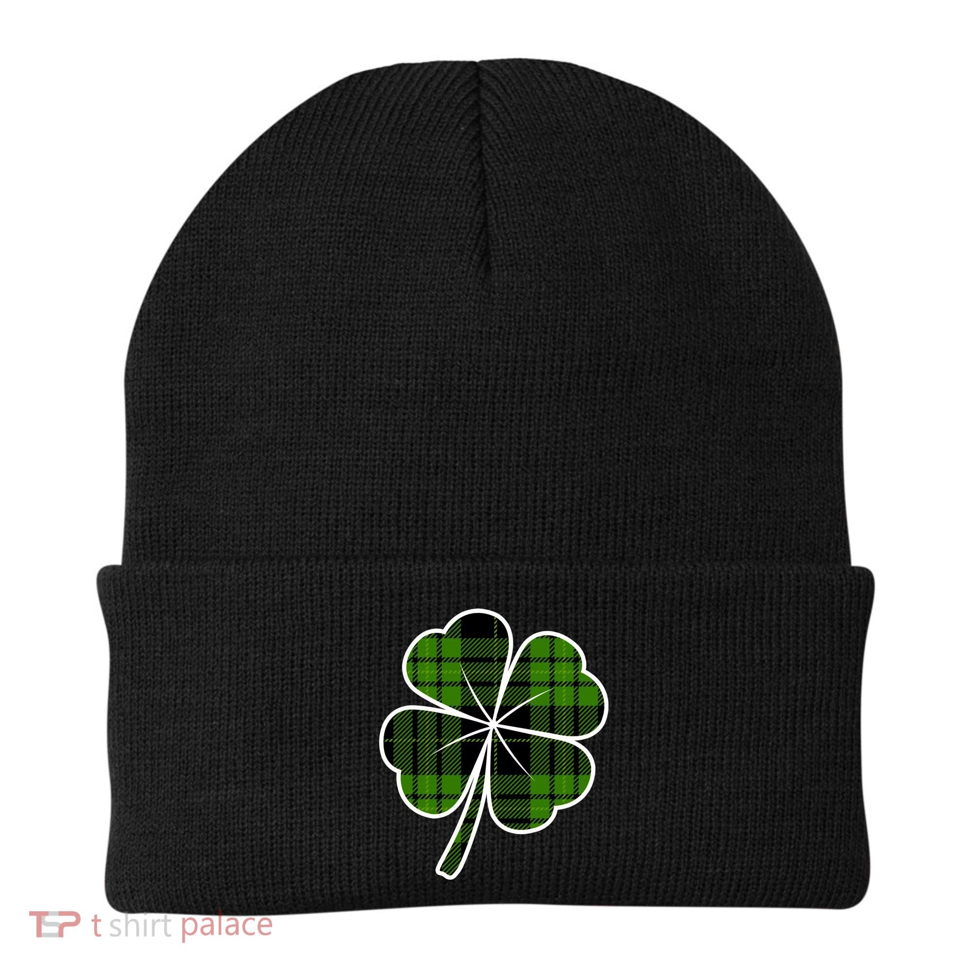 Four Leaf Clover Plaid Beanie