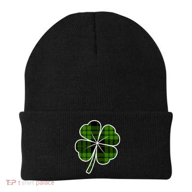 Four Leaf Clover Plaid Beanie