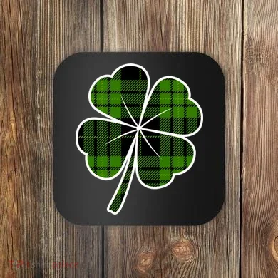 Four Leaf Clover Plaid Coaster