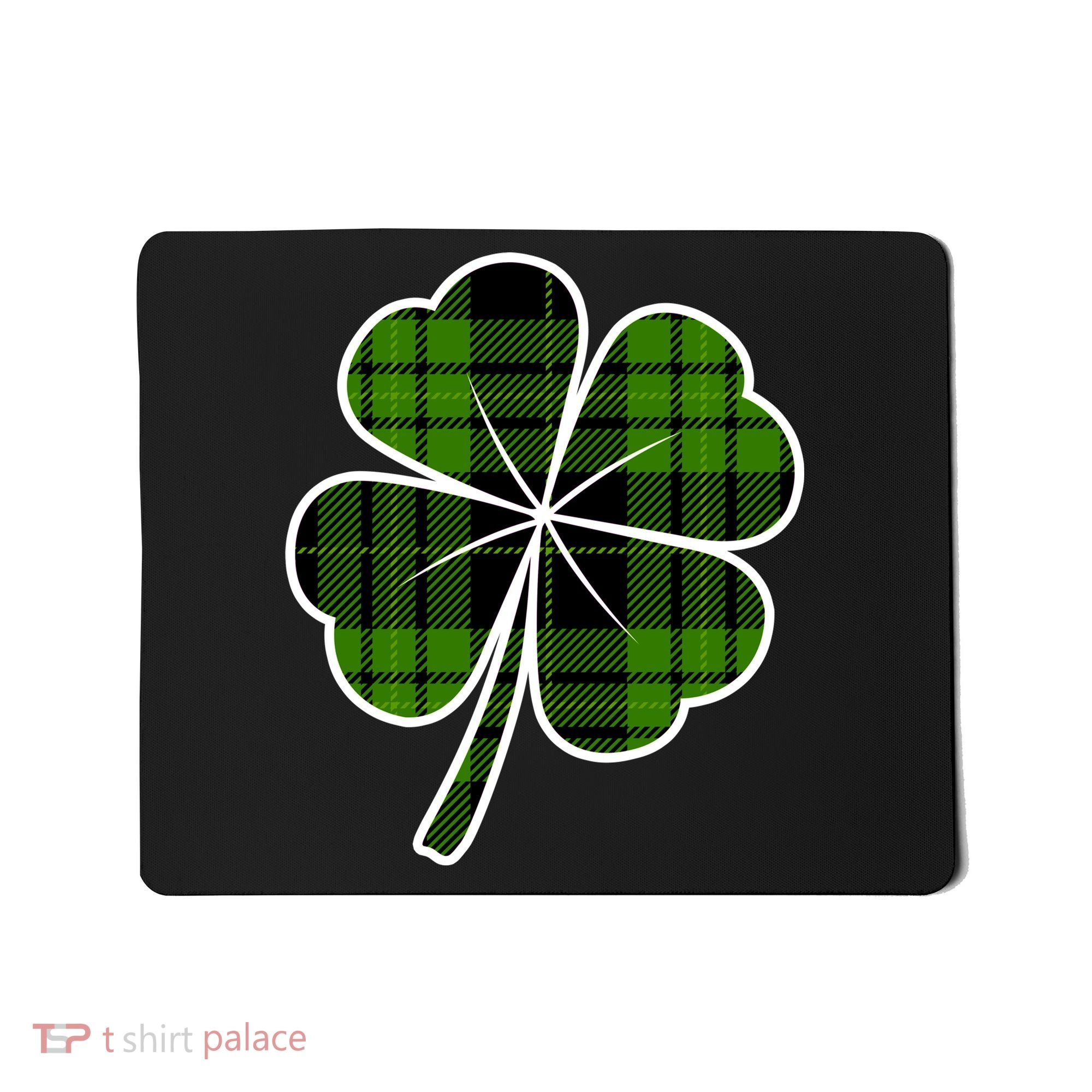 Four Leaf Clover Plaid Mousepad