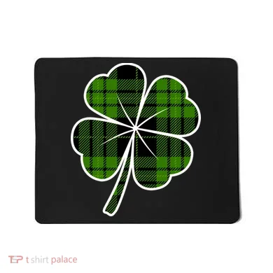 Four Leaf Clover Plaid Mousepad