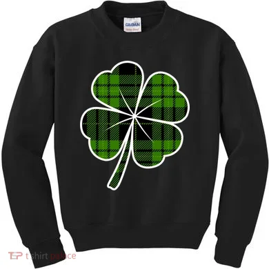 Four Leaf Clover Plaid Kids Sweatshirt