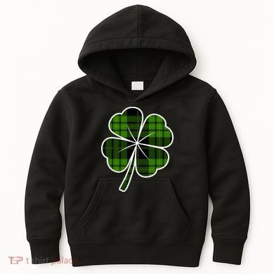 Four Leaf Clover Plaid Kids Hoodie