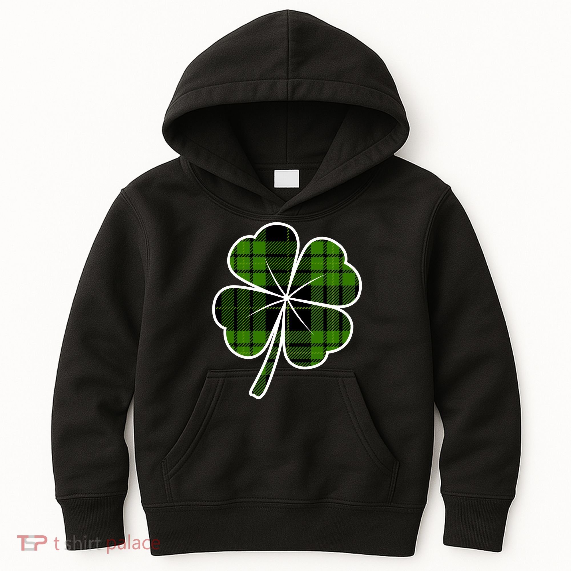 Four Leaf Clover Plaid Kids Hoodie