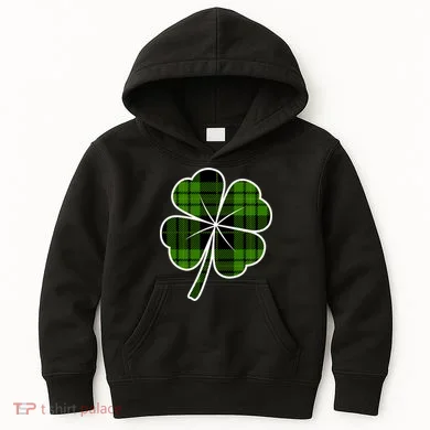 Four Leaf Clover Plaid Kids Hoodie