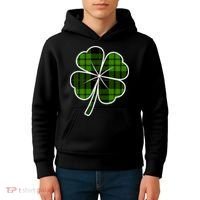 Four Leaf Clover Plaid Kids Hoodie thumb 4