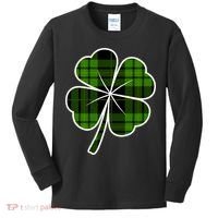 Four Leaf Clover Plaid Kids Long Sleeve Shirt thumb 0