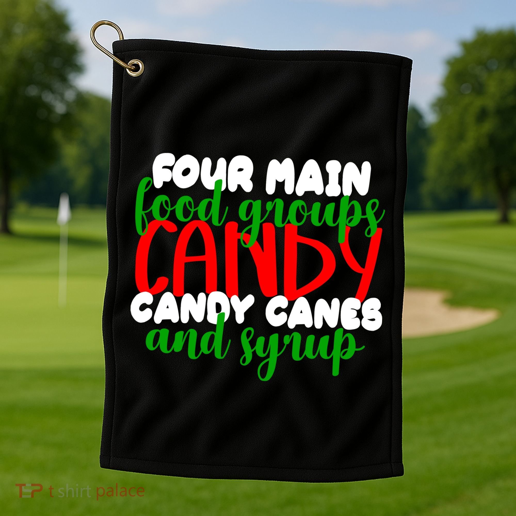 Four Main Food Groups Candy Canes & Syrup  Golf Towel