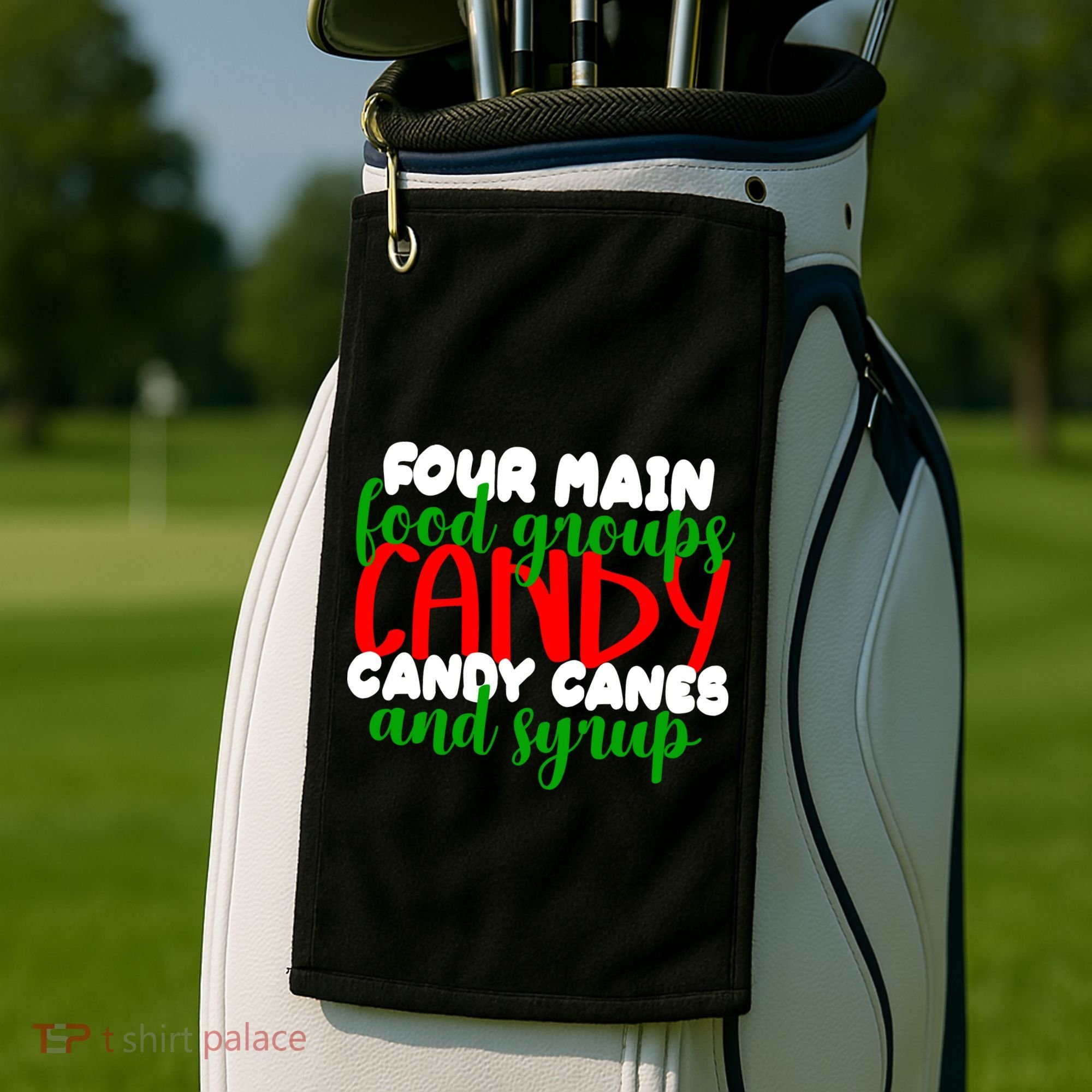Four Main Food Groups Candy Canes & Syrup  Golf Towel