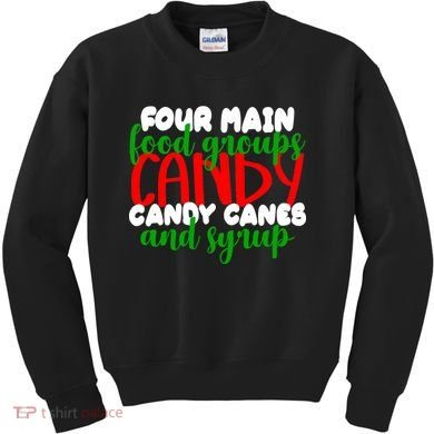 Four Main Food Groups Candy Canes & Syrup  Kids Sweatshirt