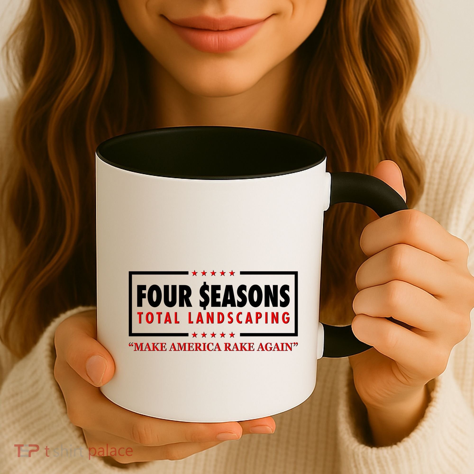 Four Seasons Total Landscaping Make America Rake Again Logo Coffee Mug