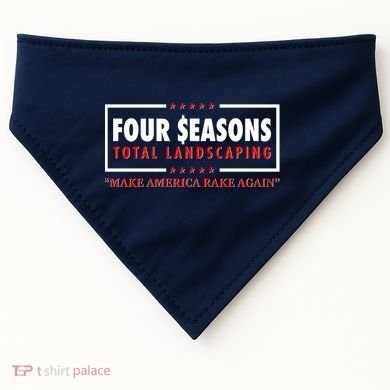 Four Seasons Total Landscaping Make America Rake Again Logo USA-Made Doggie Bandana