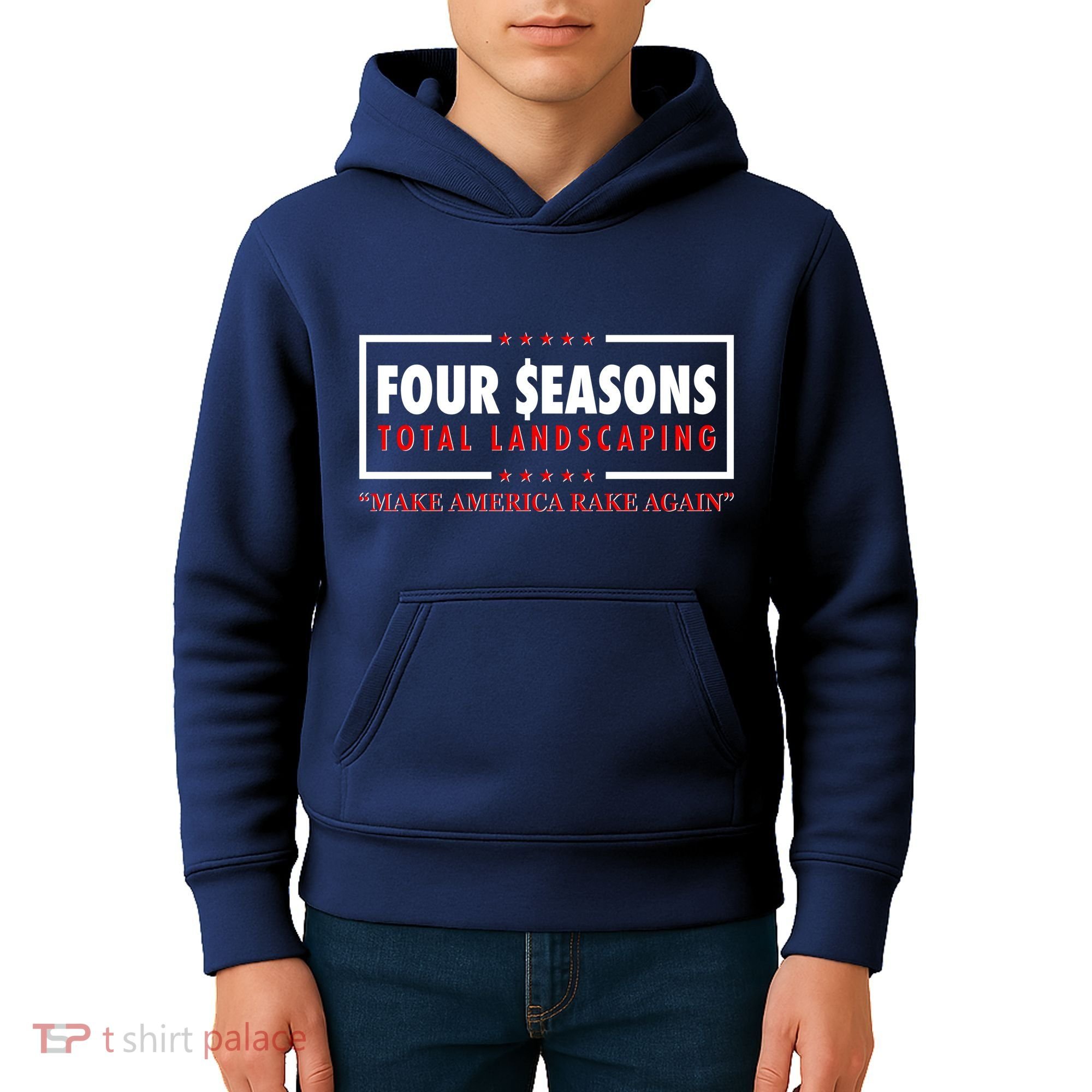 Four Seasons Total Landscaping Make America Rake Again Logo Kids Hoodie