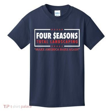 Four Seasons Total Landscaping Make America Rake Again Logo Kids T-Shirt
