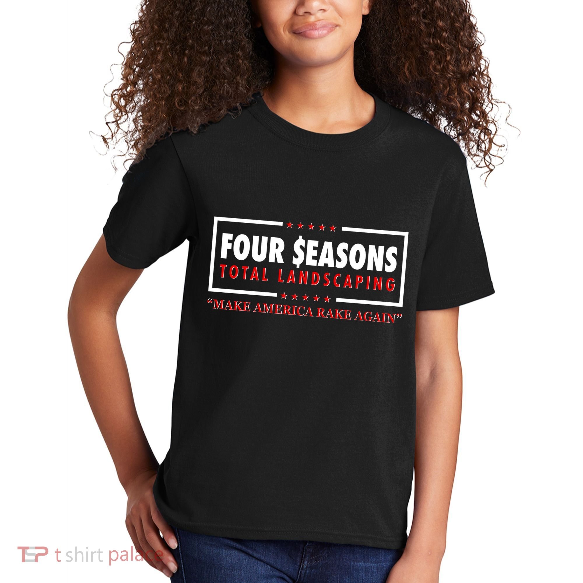 Four Seasons Total Landscaping Make America Rake Again Logo Kids T-Shirt