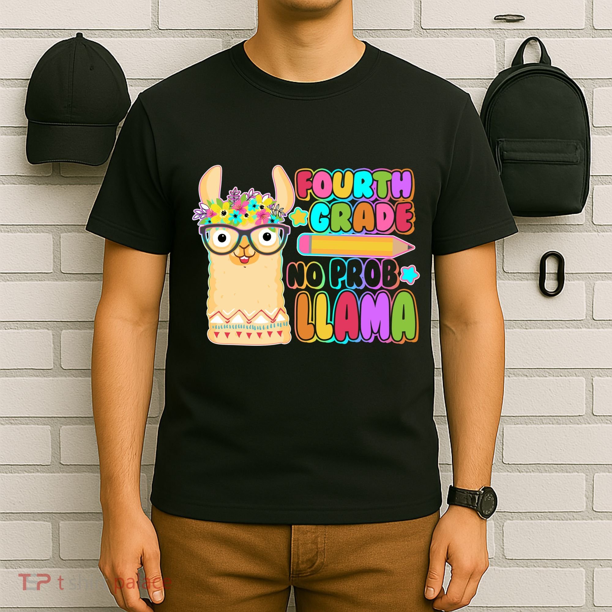 Fourth Grade No Prob Llama 4th Grade Students Teachers T-Shirt