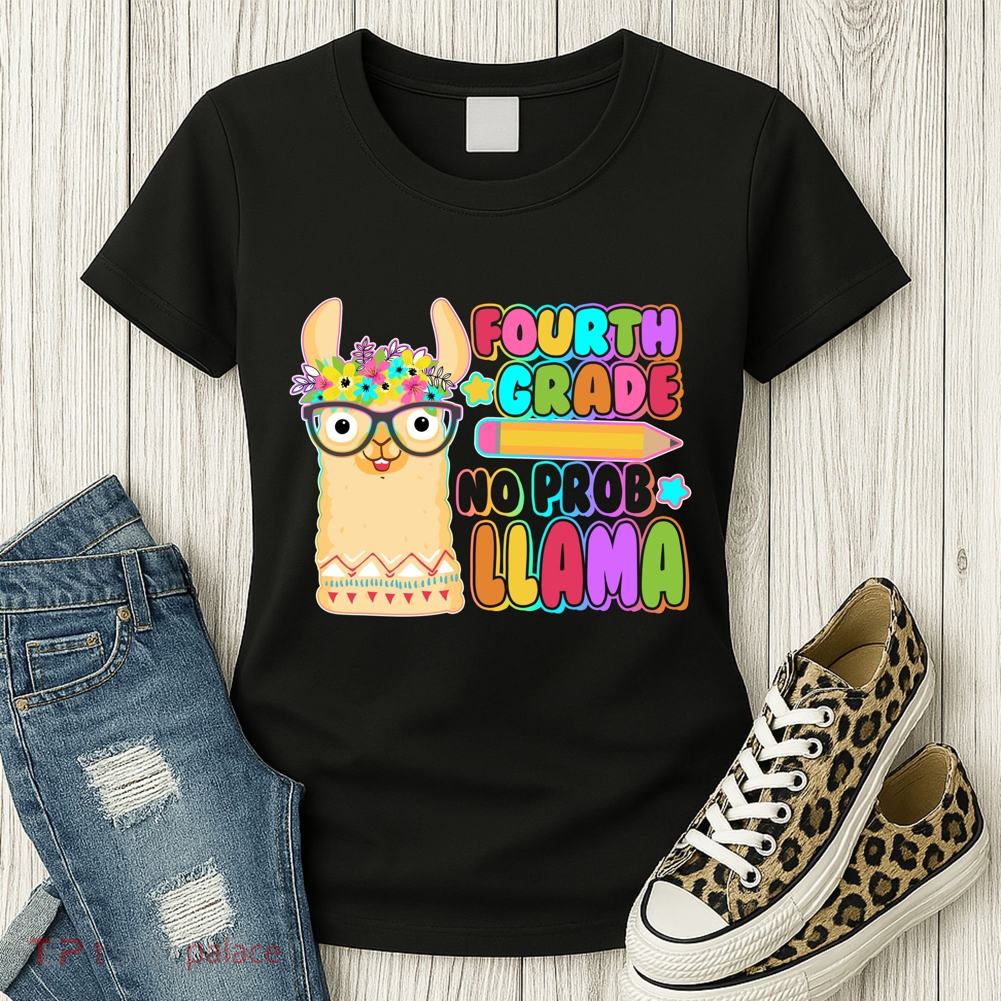 Fourth Grade No Prob Llama 4th Grade Students Teachers Women's T-Shirt
