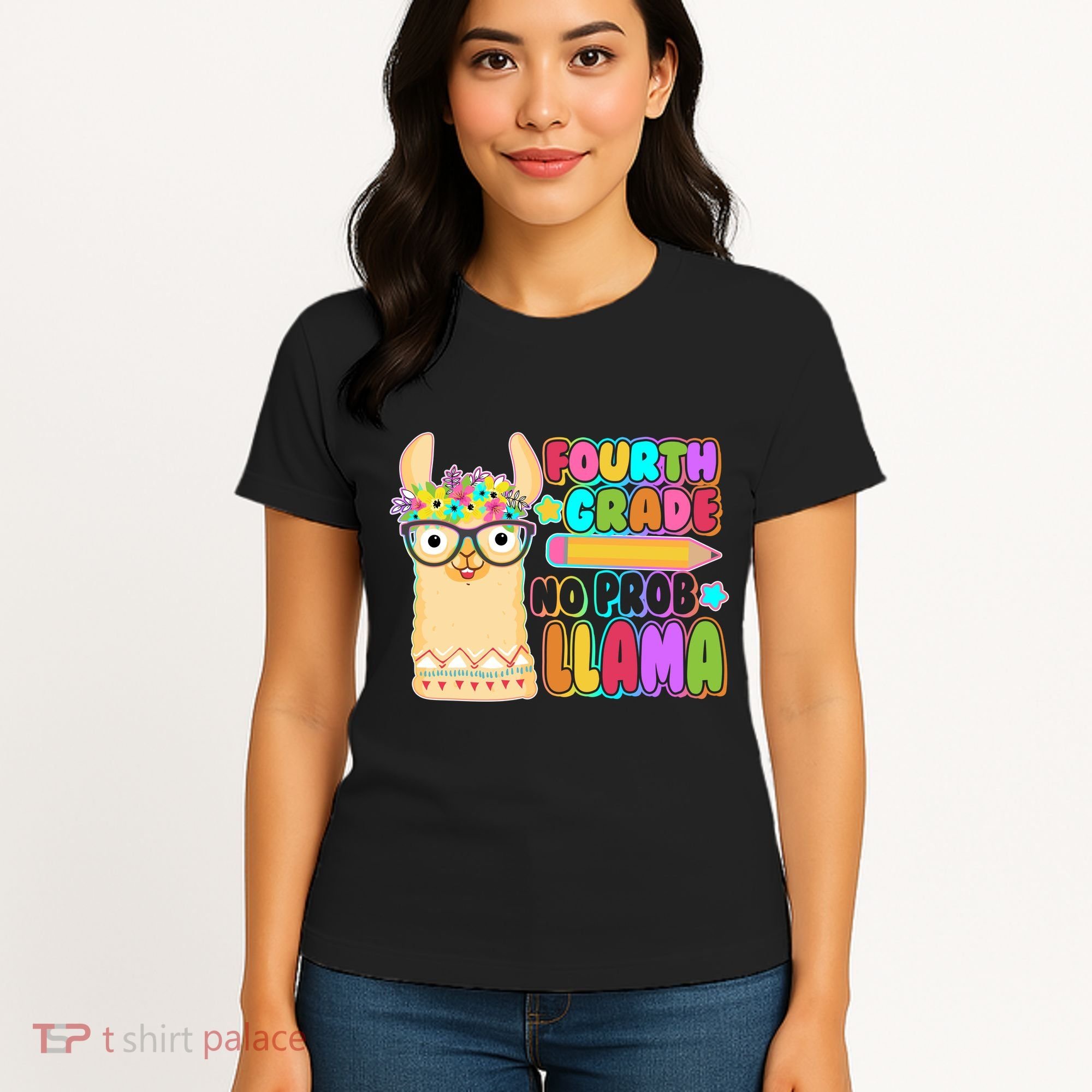 Fourth Grade No Prob Llama 4th Grade Students Teachers Women's T-Shirt