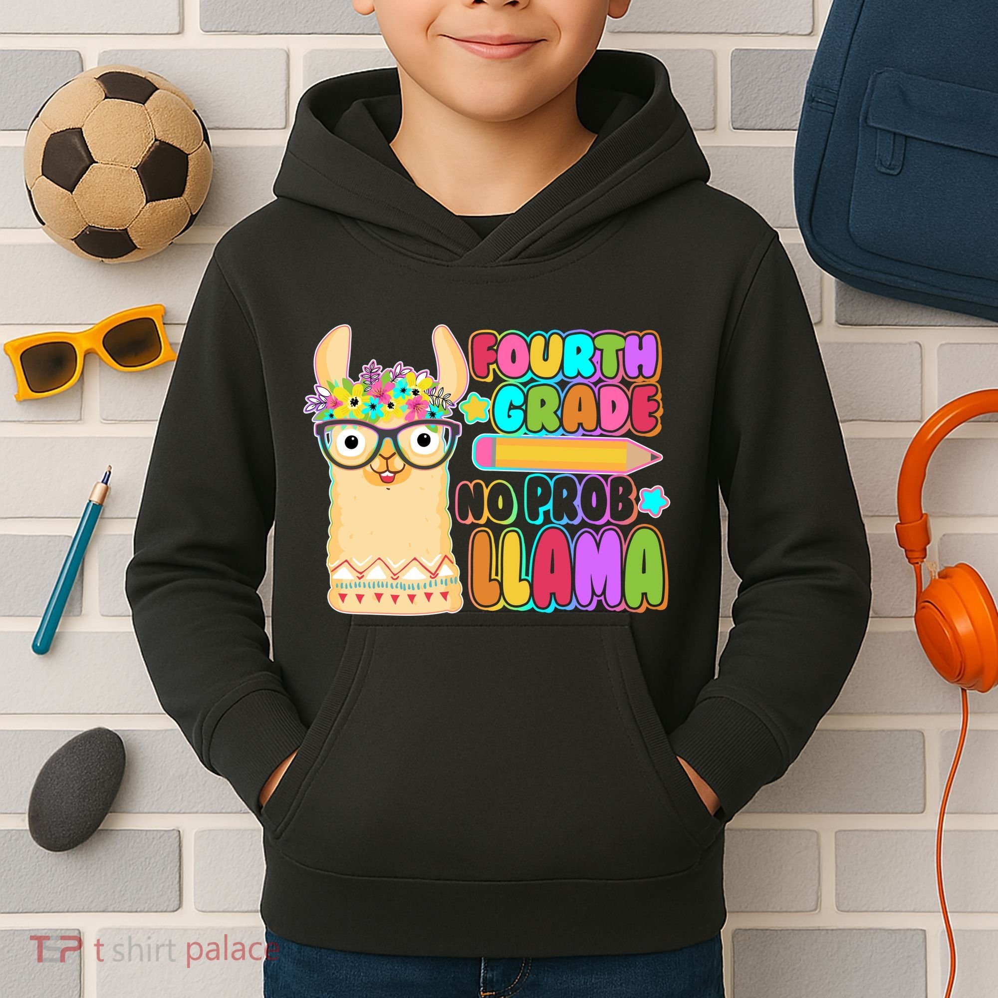 Fourth Grade No Prob Llama 4th Grade Students Teachers Kids Hoodie