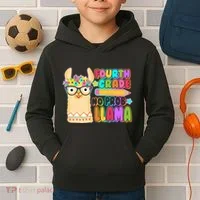 Fourth Grade No Prob Llama 4th Grade Students Teachers Kids Hoodie thumb 2