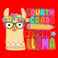 Fourth Grade No Prob Llama 4th Grade Students Teachers Santa Hat thumb 1