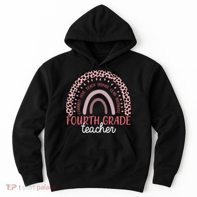 Fourth Grade Teacher Cute Inspiring Rainbow Hoodie