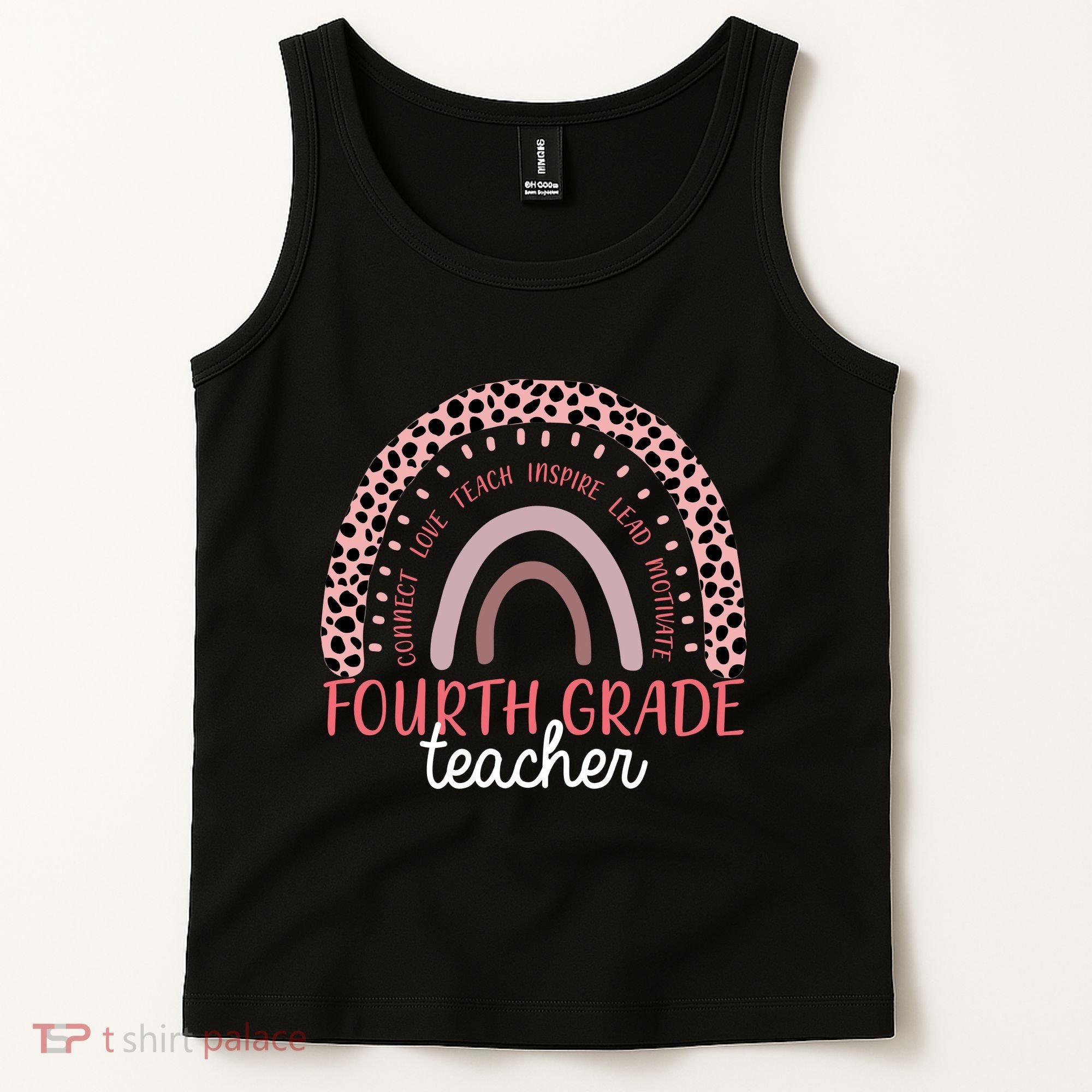 Fourth Grade Teacher Cute Inspiring Rainbow Tank Top