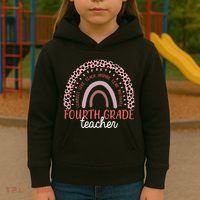 Fourth Grade Teacher Cute Inspiring Rainbow Kids Hoodie thumb 3