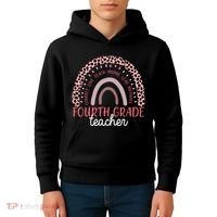 Fourth Grade Teacher Cute Inspiring Rainbow Kids Hoodie thumb 4