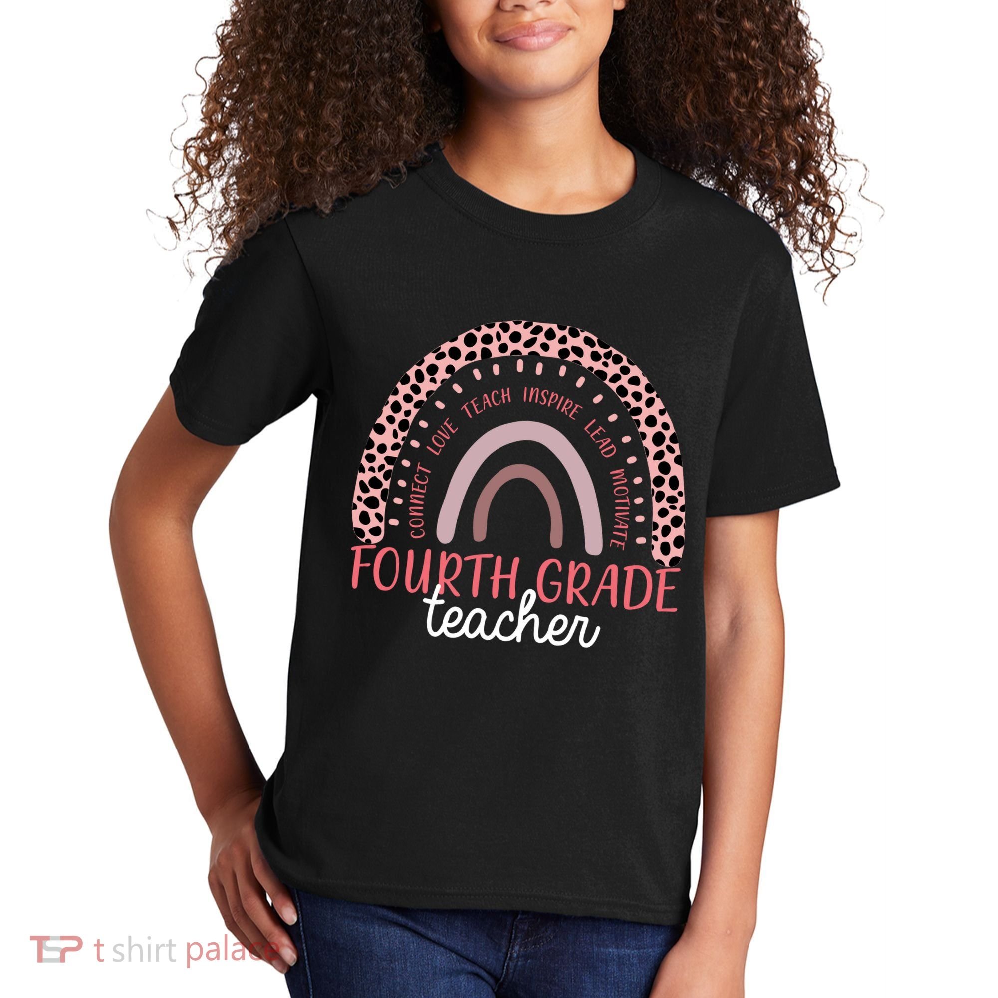 Fourth Grade Teacher Cute Inspiring Rainbow Kids T-Shirt