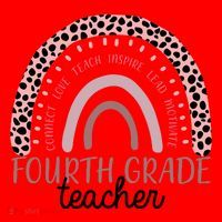 Fourth Grade Teacher Cute Inspiring Rainbow Santa Hat thumb 1