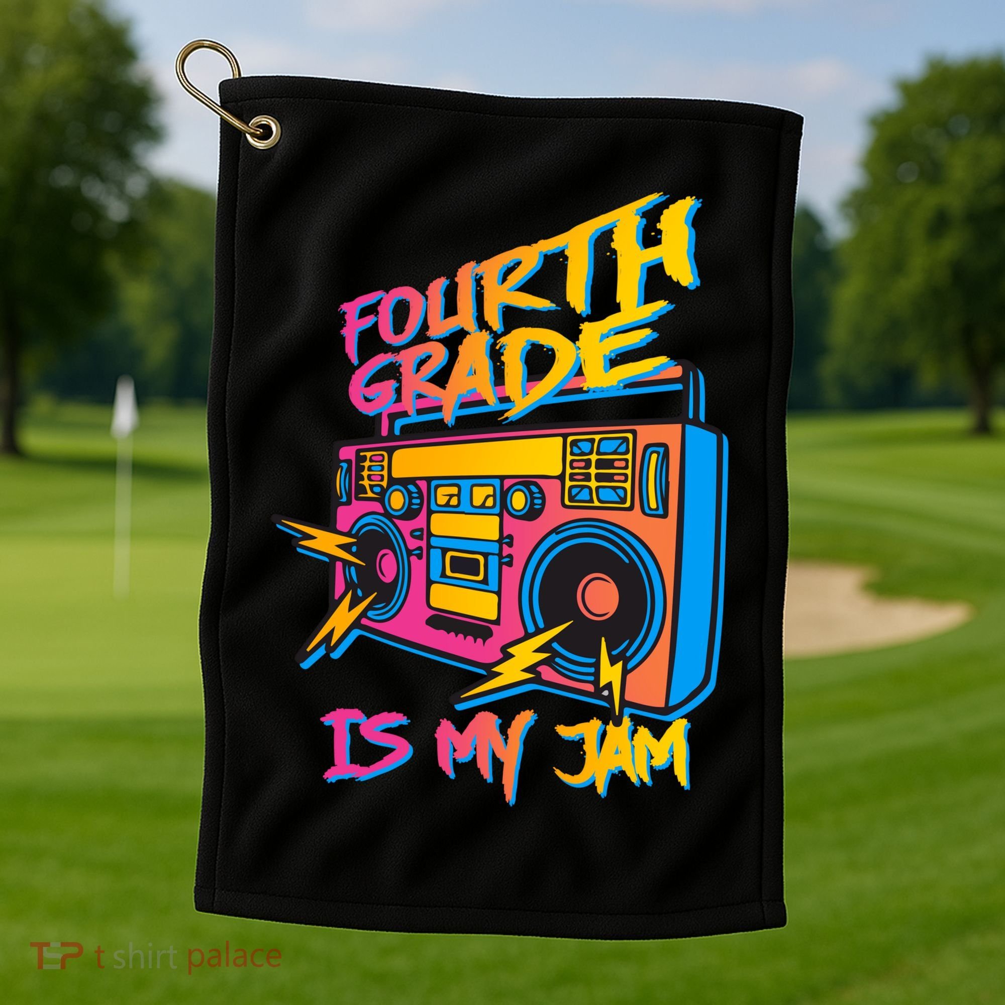 Fourth Grade Teacher Retro Golf Towel