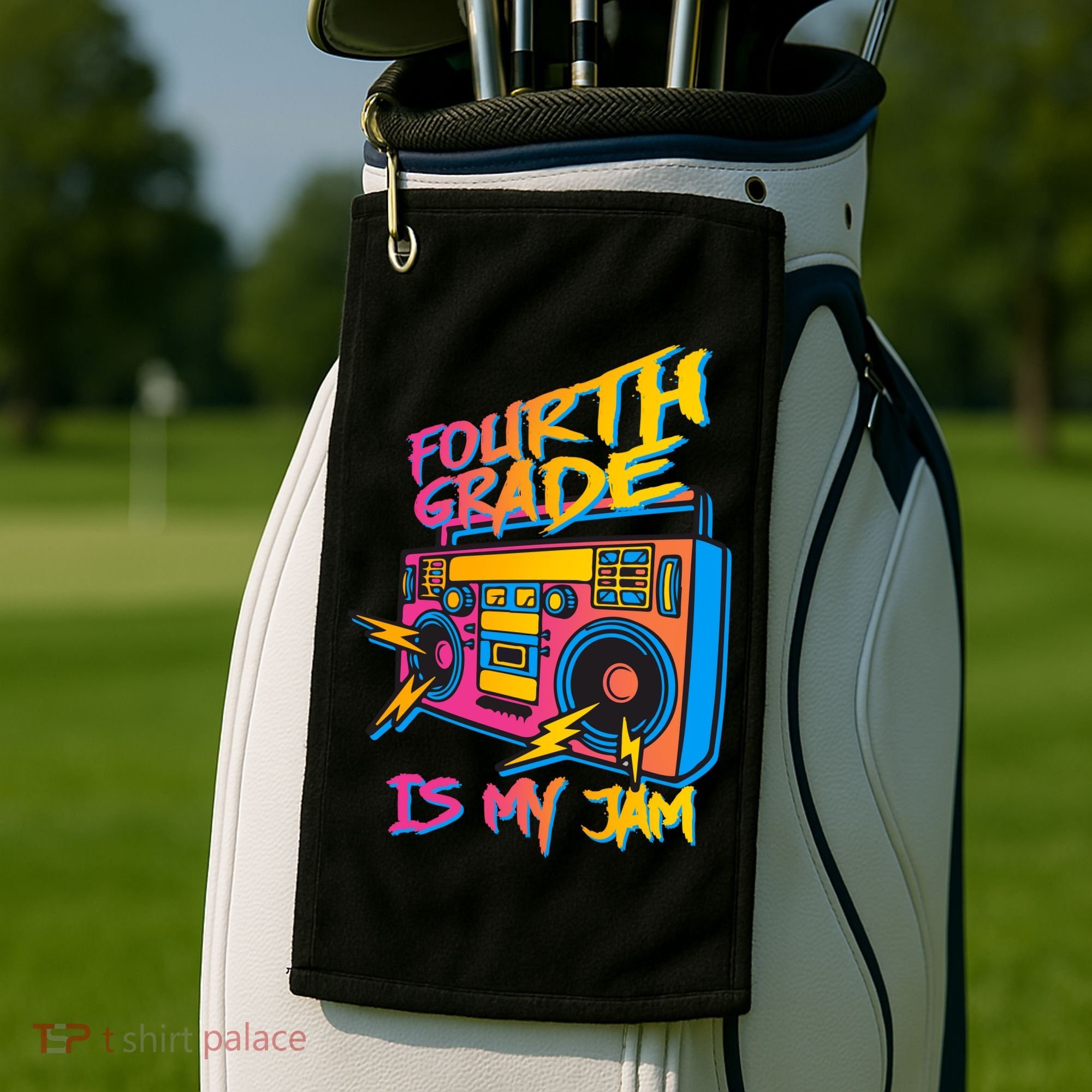 Fourth Grade Teacher Retro Golf Towel