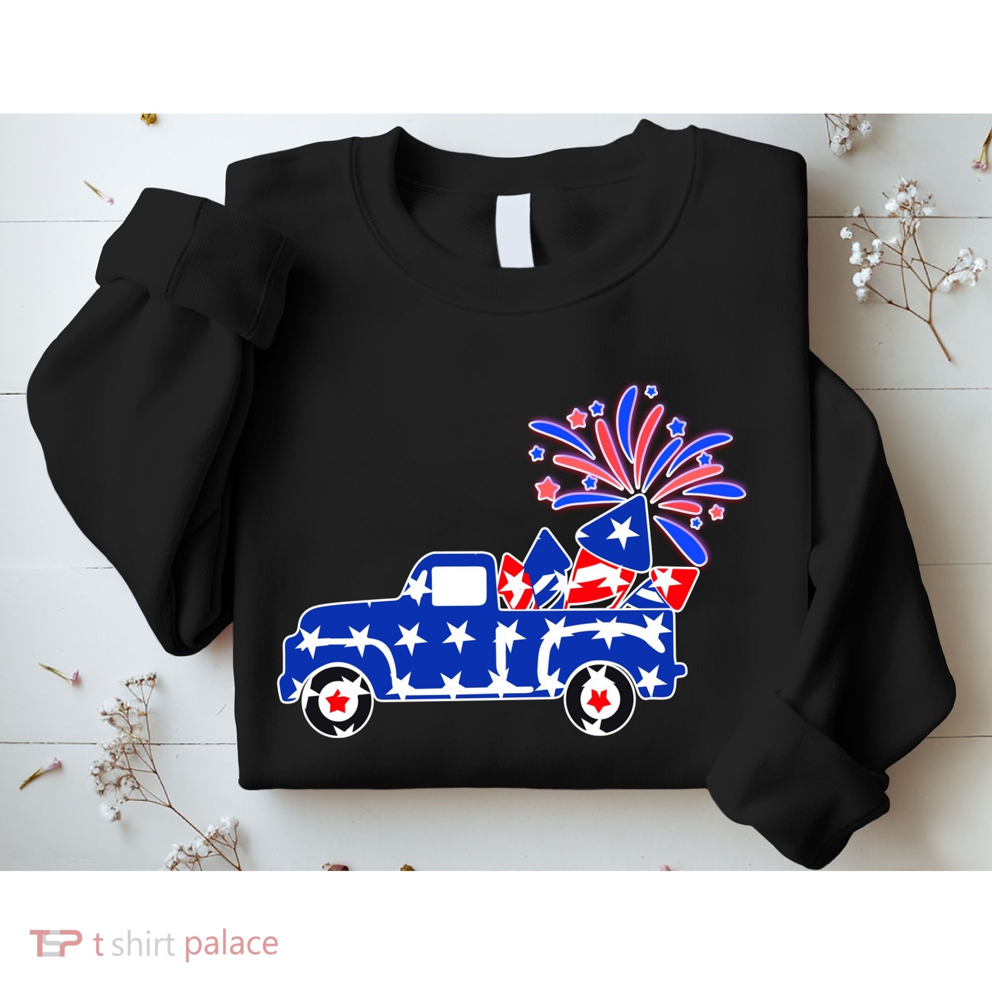 Fourth of July Fireworks Pickup Truck Sweatshirt