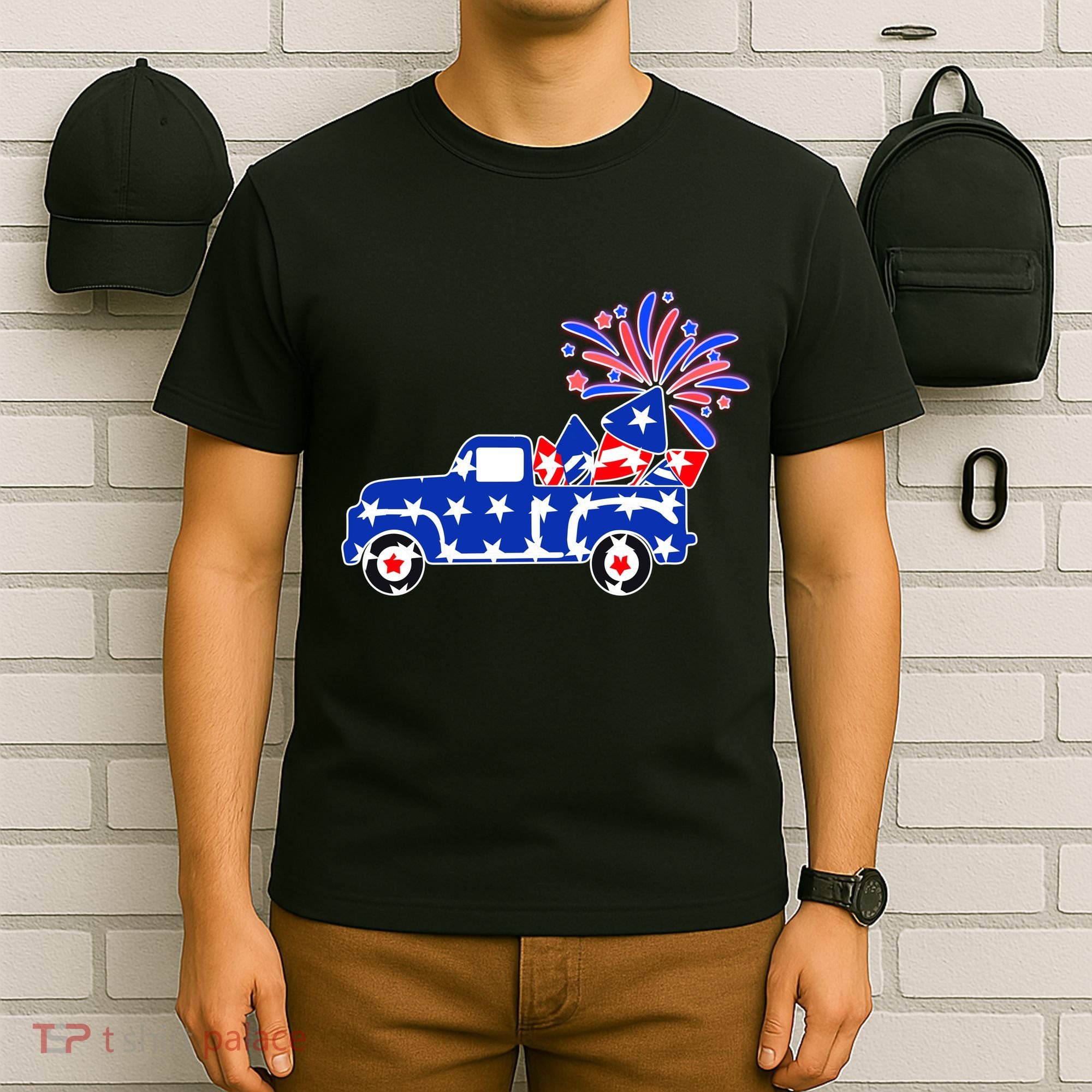 Fourth of July Fireworks Pickup Truck T-Shirt