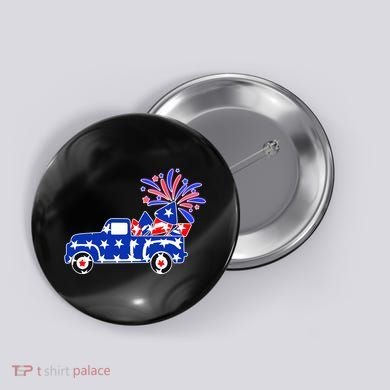 Fourth of July Fireworks Pickup Truck Button