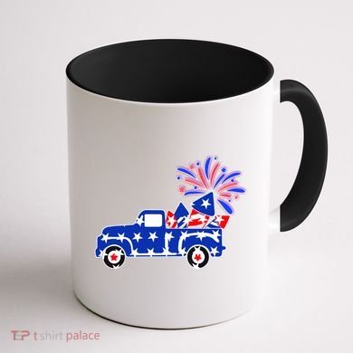 Fourth of July Fireworks Pickup Truck Coffee Mug back