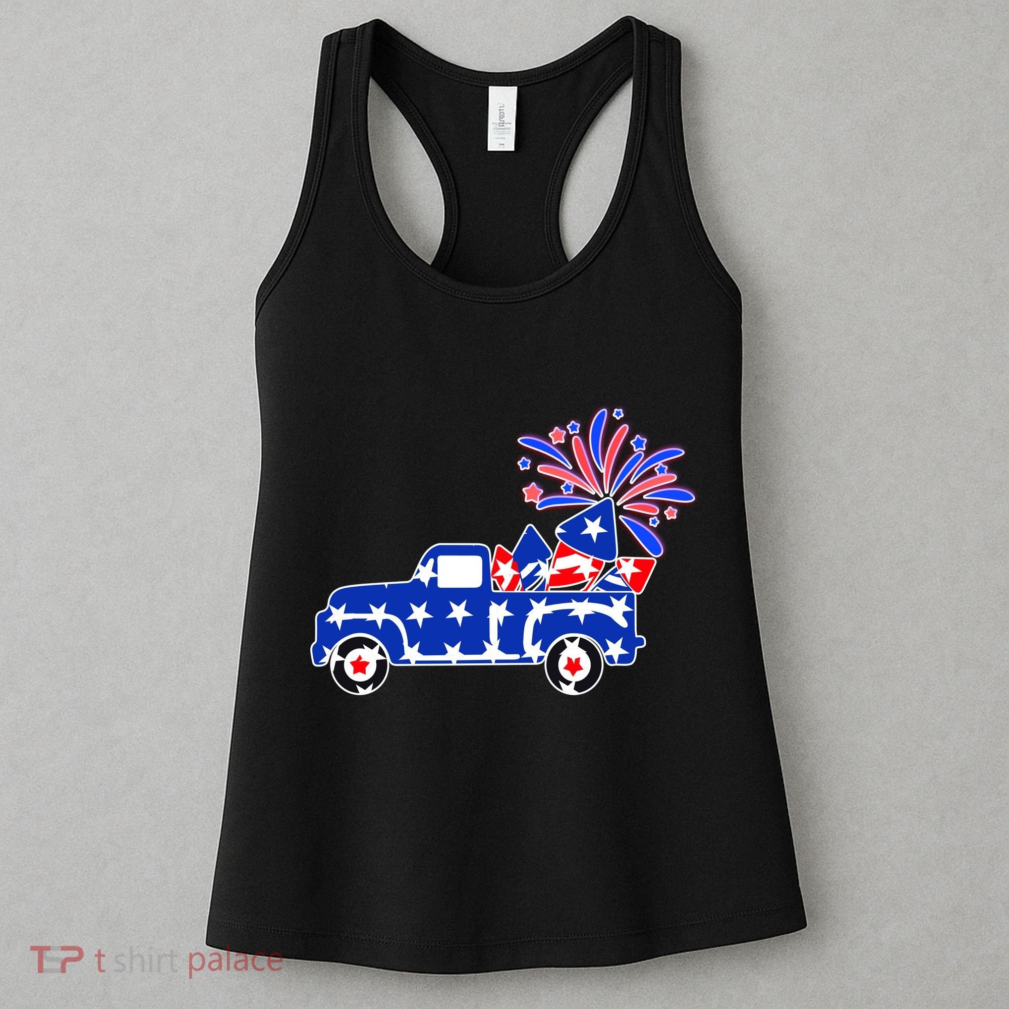Fourth of July Fireworks Pickup Truck Women's Tank Top