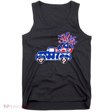 Fourth of July Fireworks Pickup Truck Tank Top