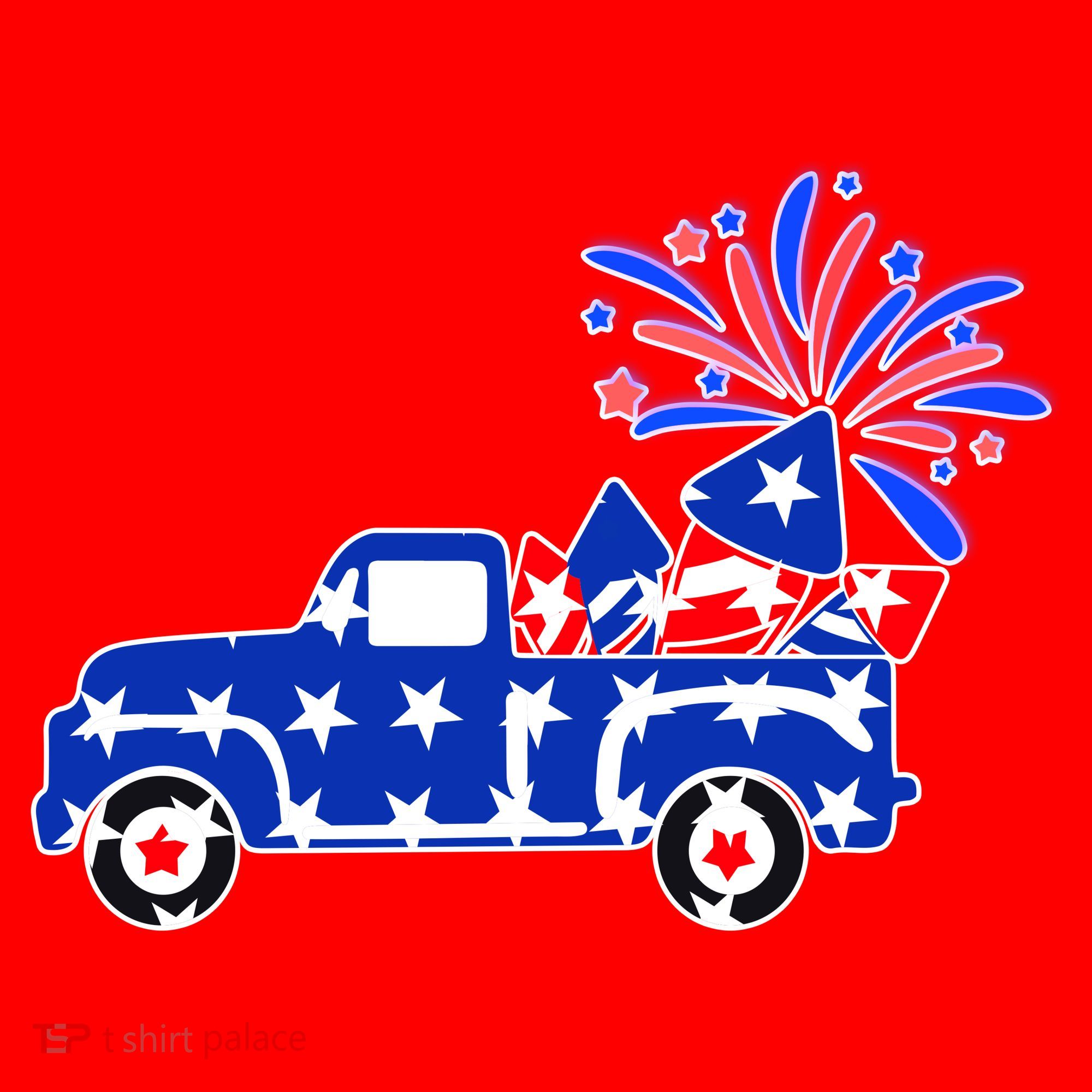 Fourth of July Fireworks Pickup Truck Santa Hat