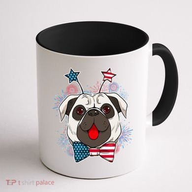 Fourth of July Fireworks Pug Dog Coffee Mug back
