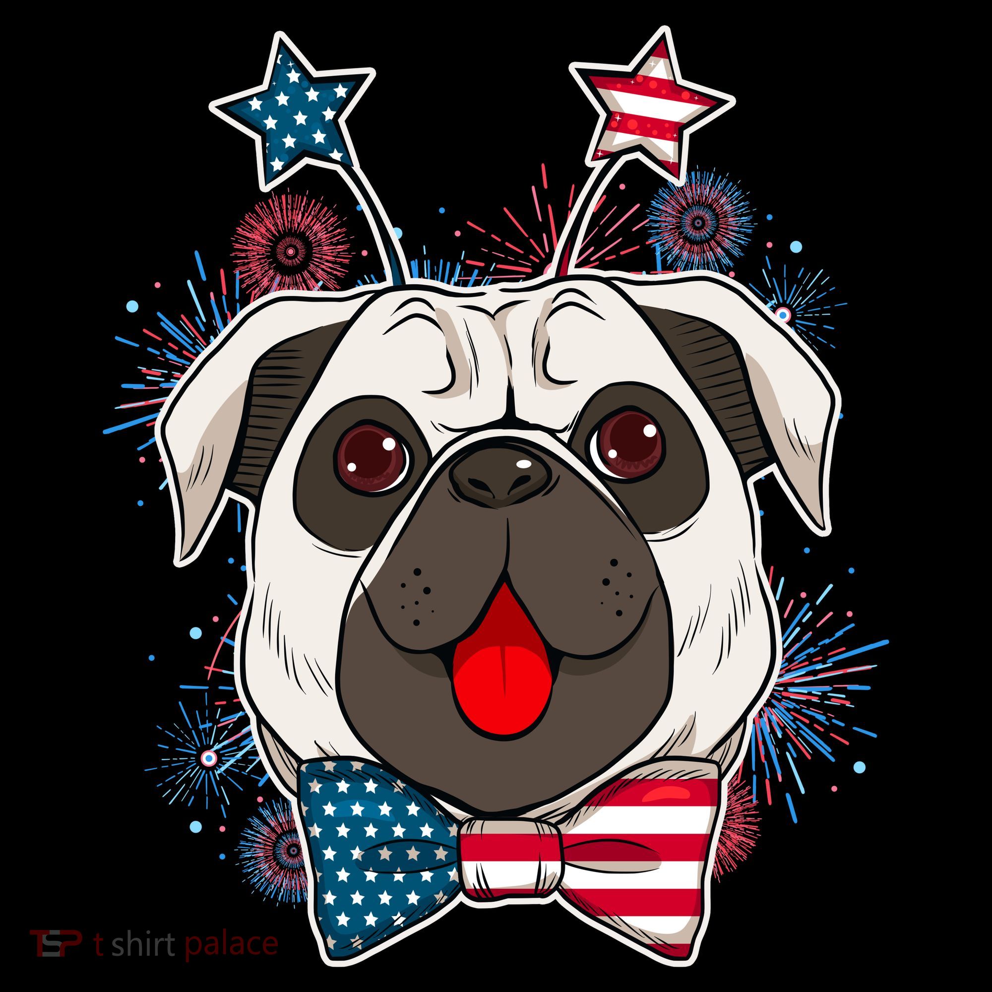 Fourth of July Fireworks Pug Dog Coffee Mug