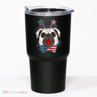 Fourth of July Fireworks Pug Dog Tumbler
