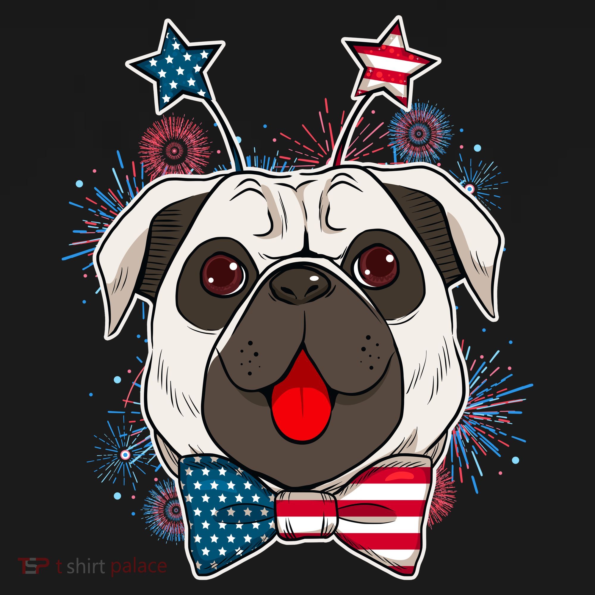 Fourth of July Fireworks Pug Dog Ornament